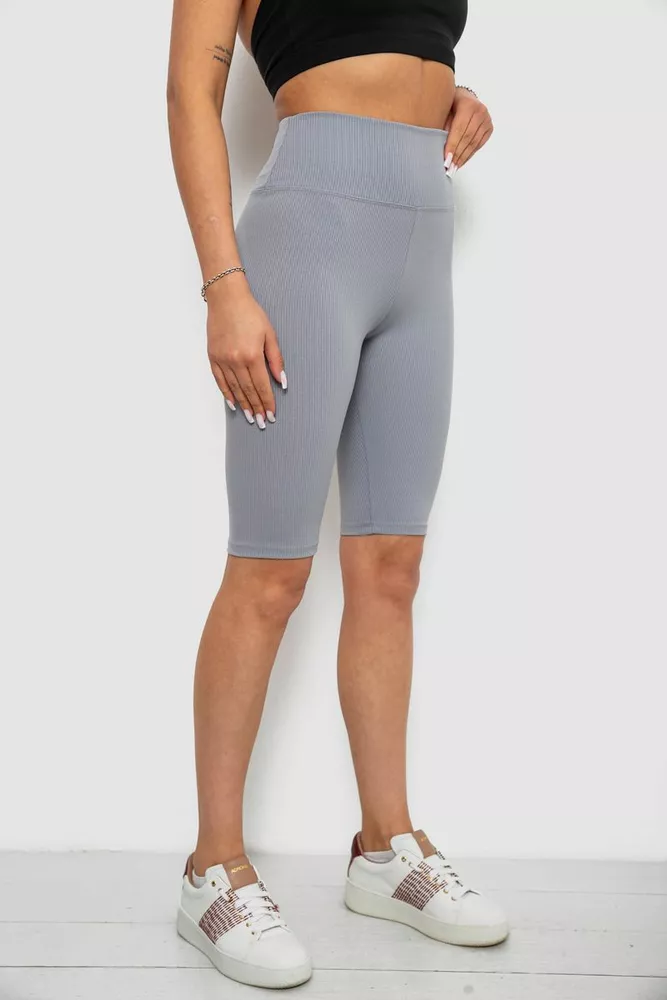 Купити Велотреки жіночі однотонні в рубчик, колір сірий, 214R264 - Фото №3