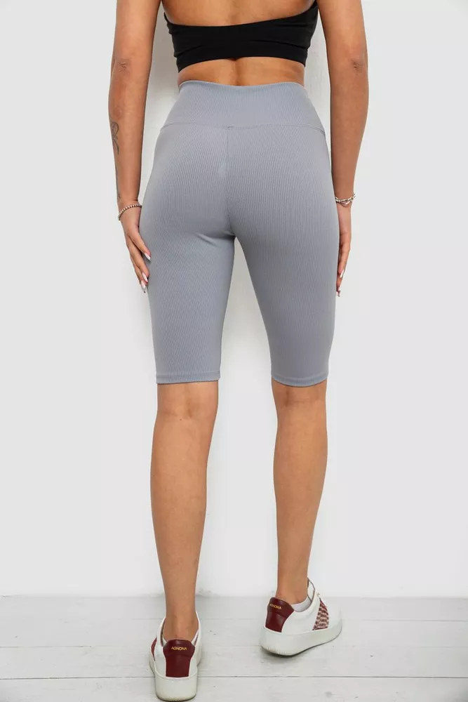Купити Велотреки жіночі однотонні в рубчик, колір сірий, 214R264 - Фото №4