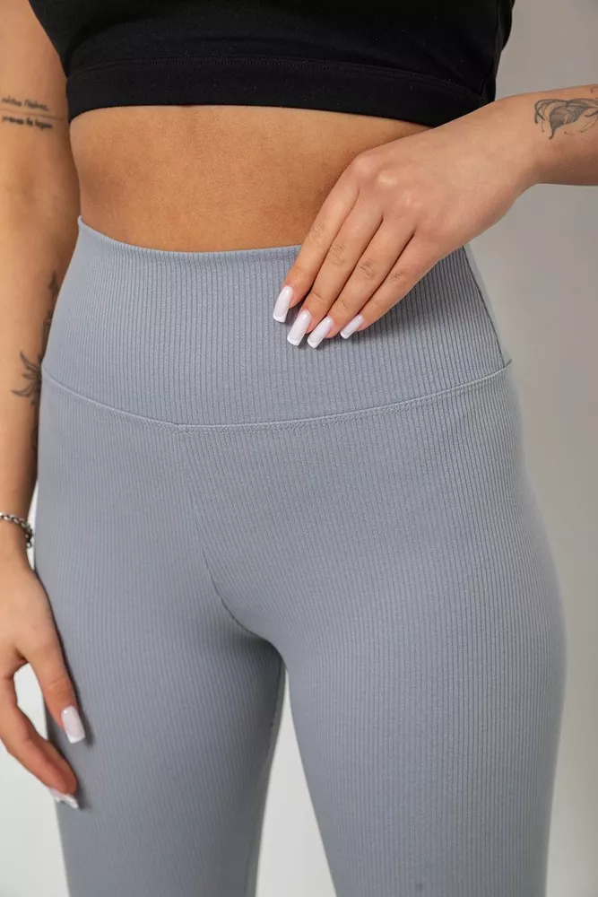 Купити Велотреки жіночі однотонні в рубчик, колір сірий, 214R264 - Фото №5