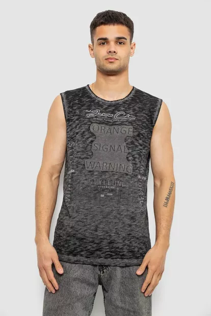 Майка чоловіча з принтом, колір сірий, 244R1231