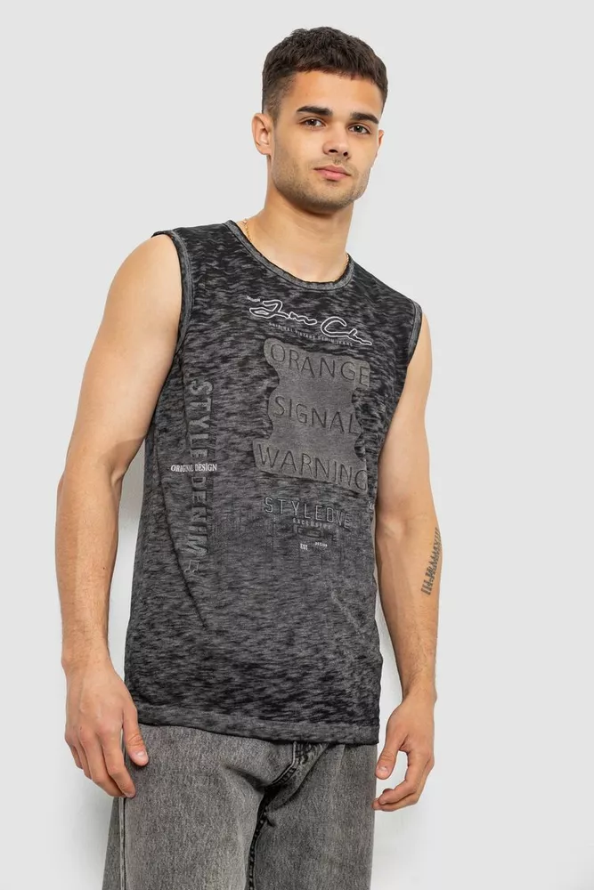 Купити Майка чоловіча з принтом, колір сірий, 244R1231 - Фото №3