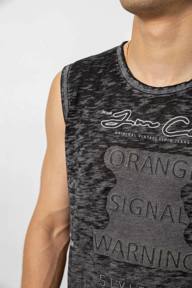 Купити Майка чоловіча з принтом, колір сірий, 244R1231 - Фото №5