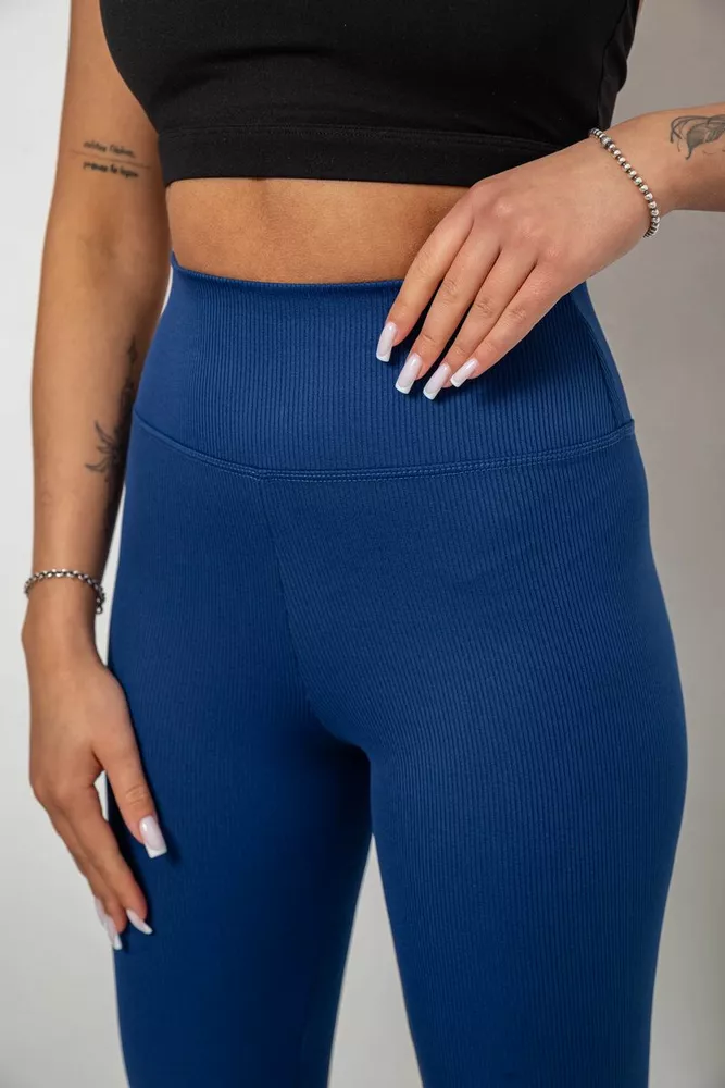 Купити Велотреки жіночі однотонні в рубчик, колір синій, 214R264 - Фото №5