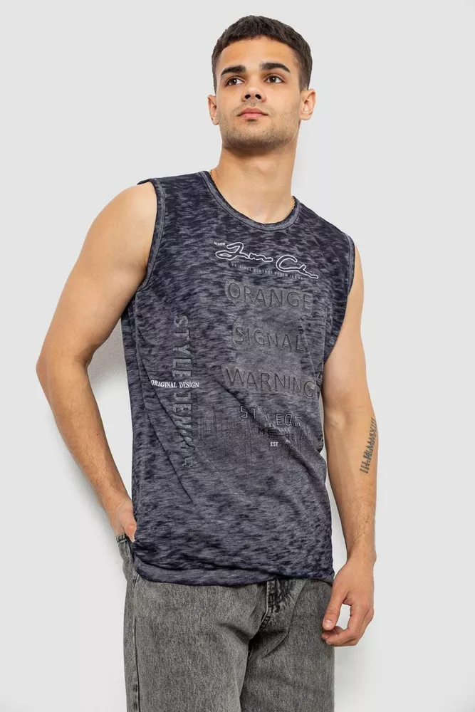 Купить Майка мужская с принтом, цвет синий, 244R1231 - Фото №3