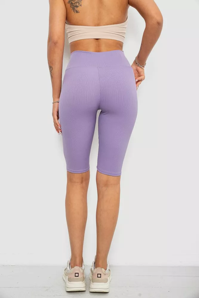 Купить Велотреки женские однотонные в рубчик, цвет сиреневый, 214R264 - Фото №4