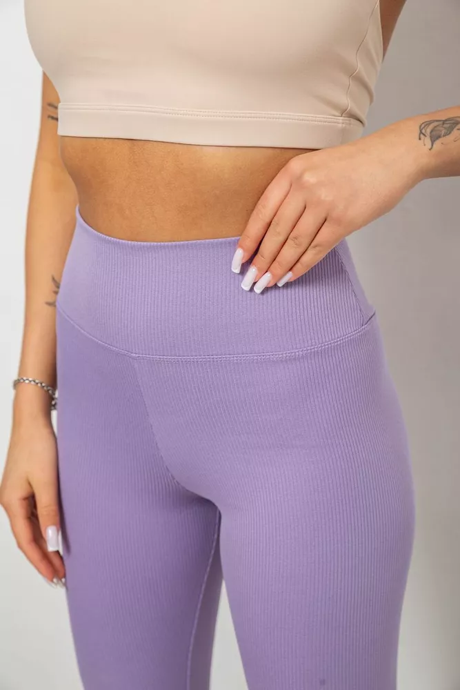 Купить Велотреки женские однотонные в рубчик, цвет сиреневый, 214R264 - Фото №5