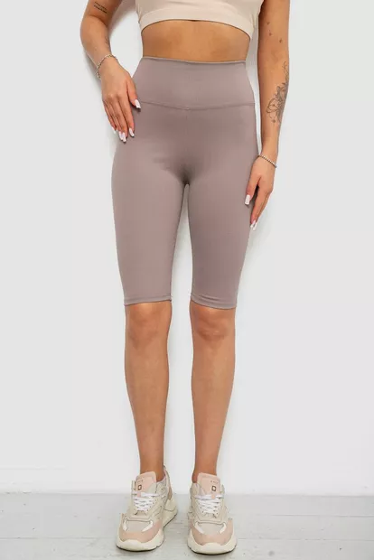 Велотреки жіночі однотонні в рубчик, колір мокко, 214R264