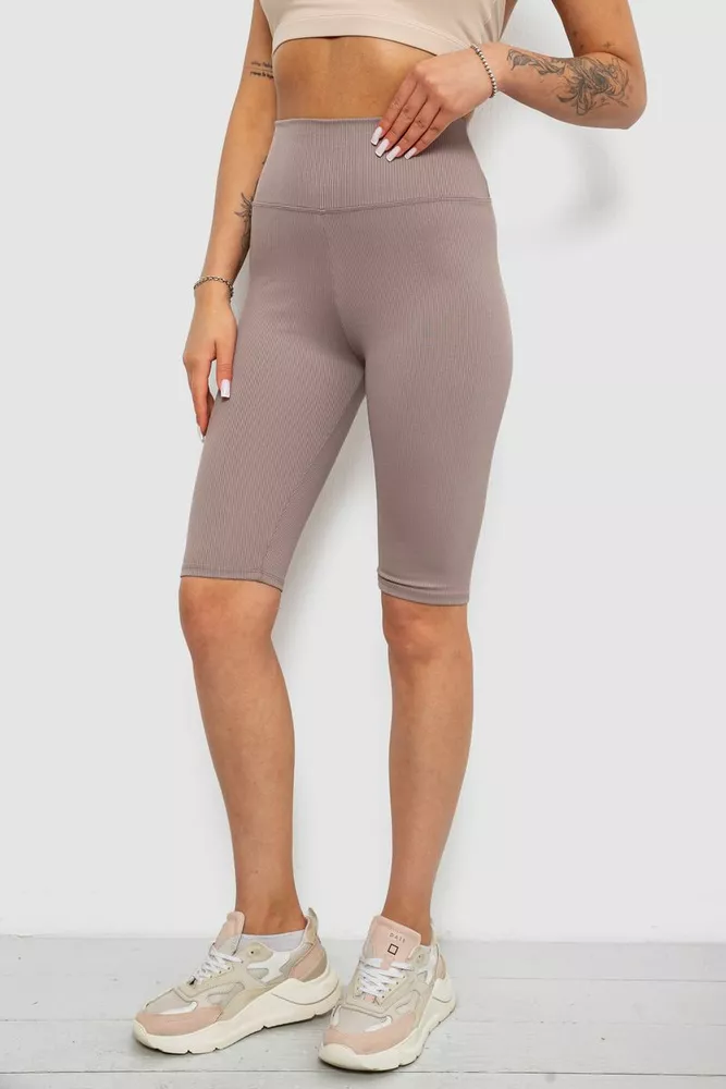 Купити Велотреки жіночі однотонні в рубчик, колір мокко, 214R264 - Фото №3