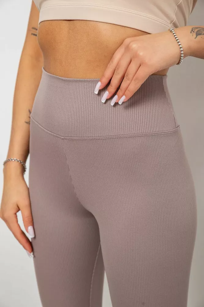 Купити Велотреки жіночі однотонні в рубчик, колір мокко, 214R264 - Фото №5