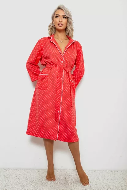 Халат женский домашний в горошек, цвет коралловый, 257R334
