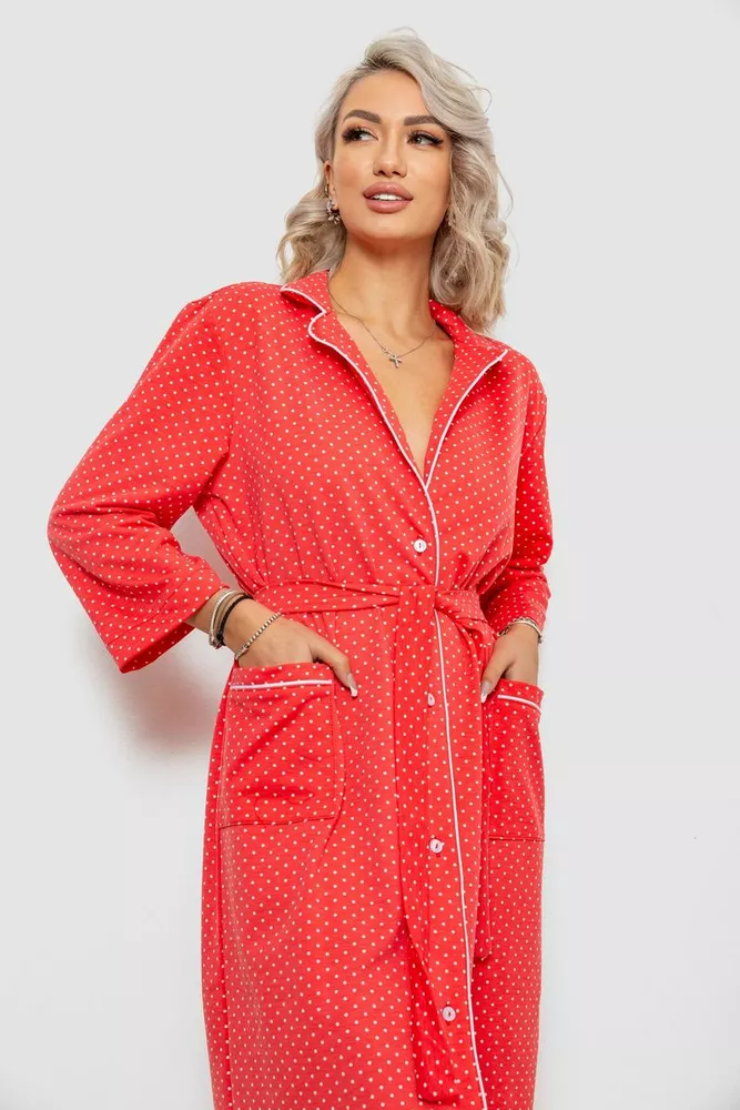 Купить Халат женский домашний в горошек, цвет коралловый, 257R334 - Фото №2