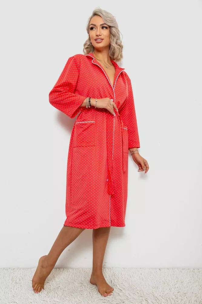 Купить Халат женский домашний в горошек, цвет коралловый, 257R334 - Фото №3