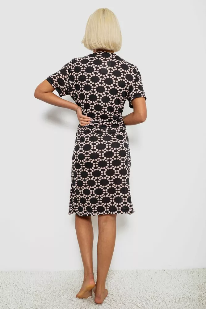 Купить Халат женский на молнии в горох, цвет черный, 257R1030-3 - Фото №4