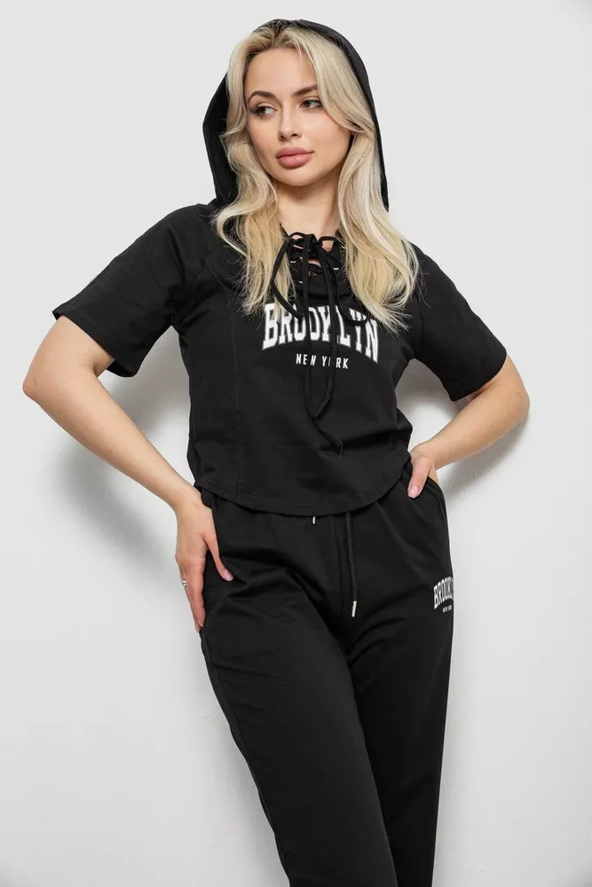 Купить Спортивный костюм женский, цвет черный, 221R106 - Фото №2