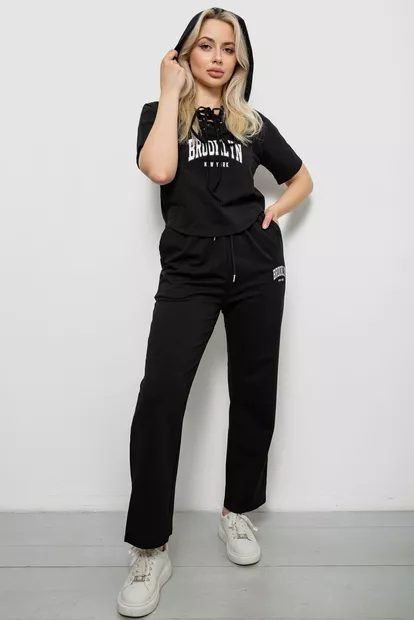 Спортивный костюм женский, цвет черный, 221R106