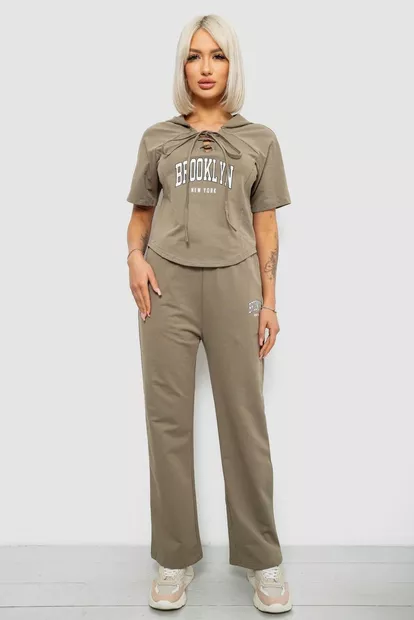 Спортивный костюм женский, цвет хаки, 221R106