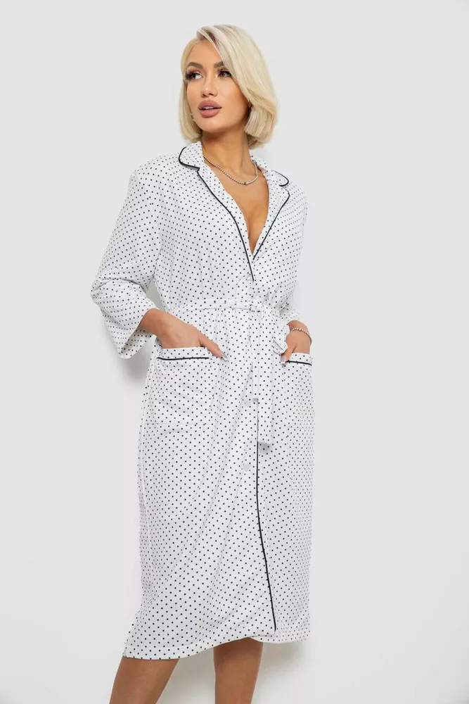 Купить Халат женский домашний в горошек, цвет белый, 257R334 - Фото №2