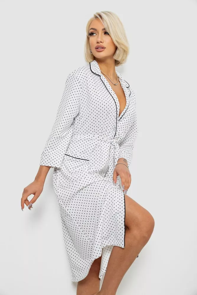 Купить Халат женский домашний в горошек, цвет белый, 257R334 - Фото №3