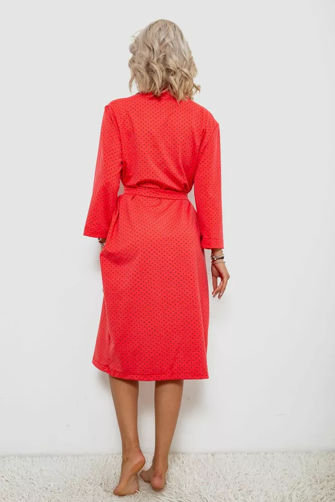 Купить Халат женский домашний в горошек, цвет красный, 257R334 - Фото №4