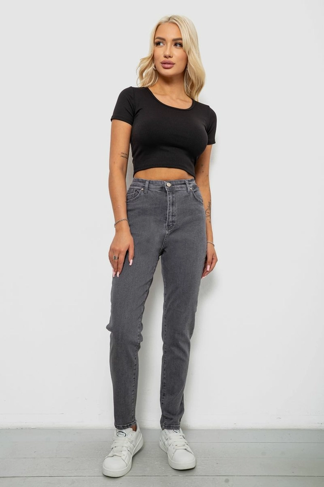 Купить Джинсы женские однотонные Skinny, цвет серый, 244R6084 - Фото №2