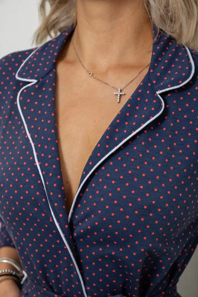 Купить Халат женский домашний в горошек, цвет синий, 257R334 - Фото №5