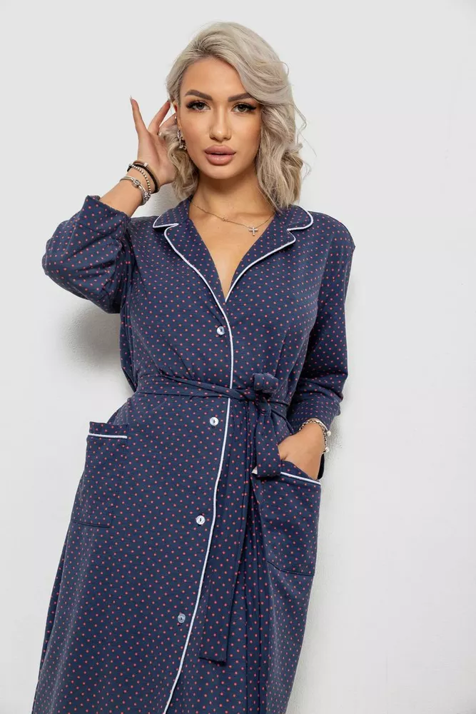 Купить Халат женский домашний в горошек, цвет синий, 257R334 - Фото №2