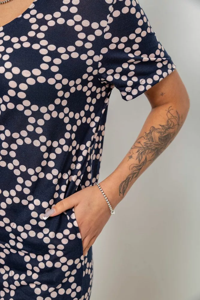 Купить Халат женский на молнии в горох, цвет синий, 257R1030-3 - Фото №6