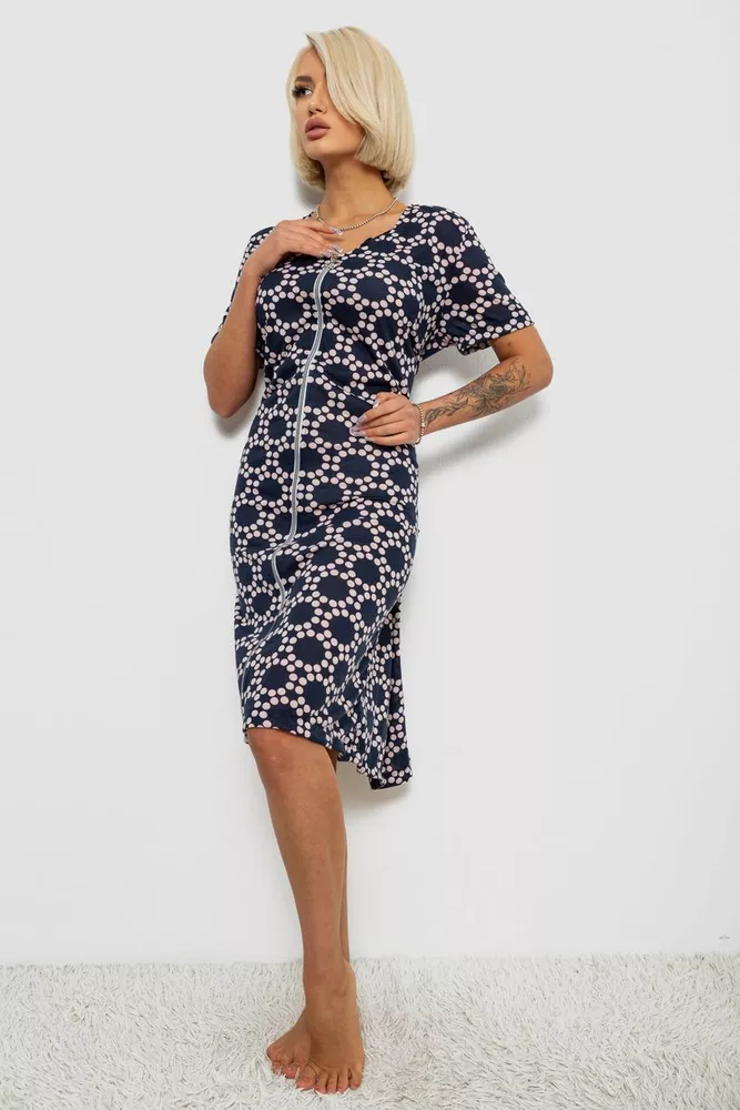 Купить Халат женский на молнии в горох, цвет синий, 257R1030-3 - Фото №3