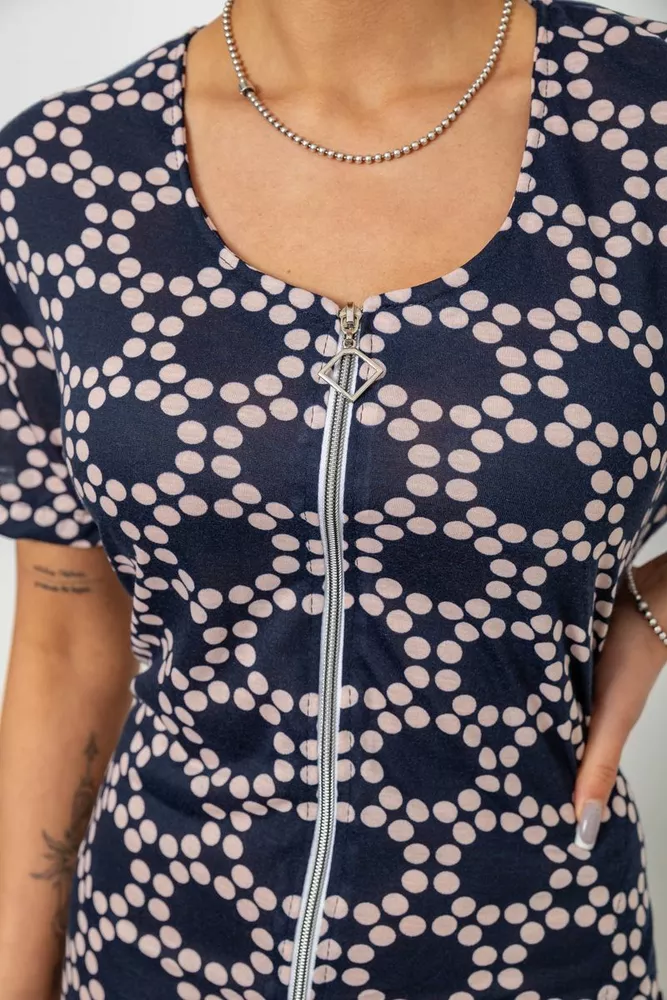 Купить Халат женский на молнии в горох, цвет синий, 257R1030-3 - Фото №5