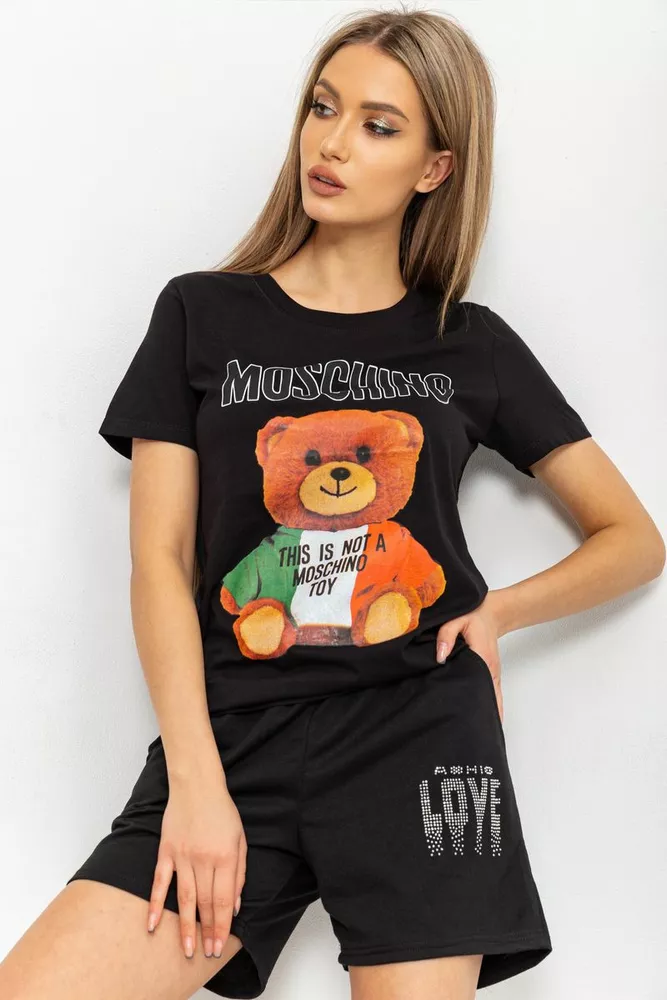 Купити Жіноча футболка з принтом, колір чорний, 219RF-540 - Фото №4
