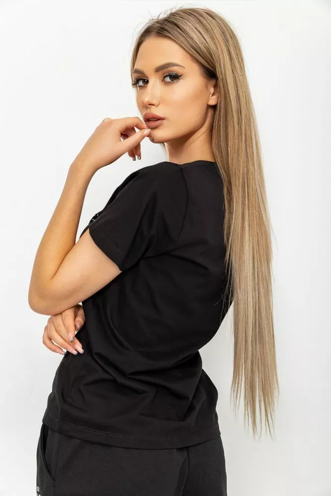 Купити Жіноча футболка з принтом, колір чорний, 219RF-540 - Фото №6
