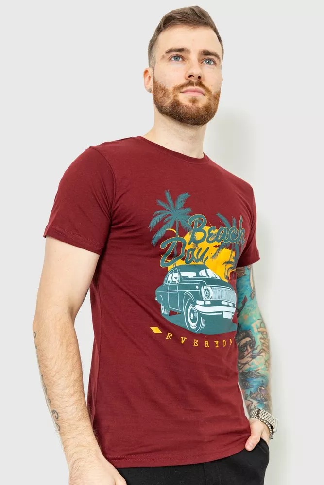 Купить Футболка мужская с принтом  -уценка, цвет бордовый, 219R010-U-2 - Фото №3