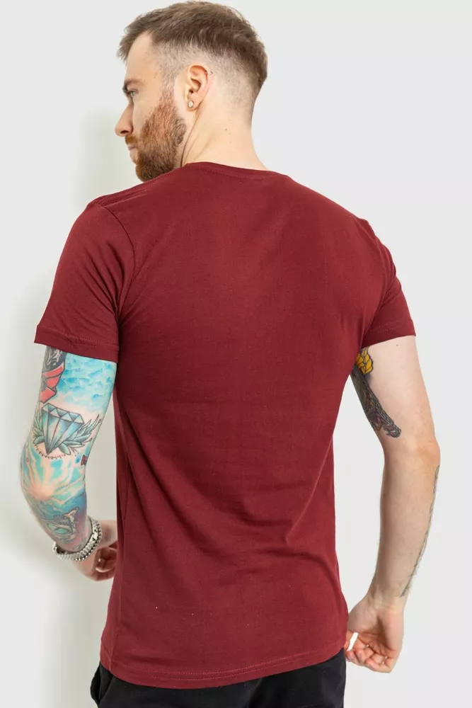 Купить Футболка мужская с принтом  -уценка, цвет бордовый, 219R010-U-2 - Фото №4