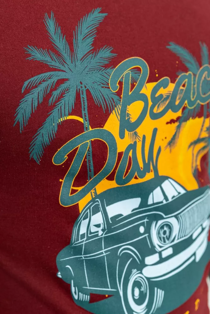 Купить Футболка мужская с принтом  -уценка, цвет бордовый, 219R010-U-2 - Фото №5