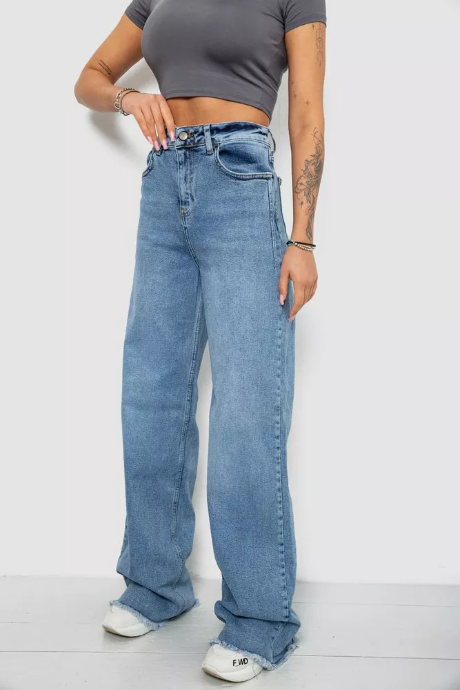 Купить Джинсы женские однотонные Wide leg, цвет голубой, 244R00144 - Фото №3