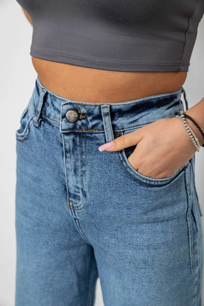 Купить Джинсы женские однотонные Wide leg, цвет голубой, 244R00144 - Фото №5