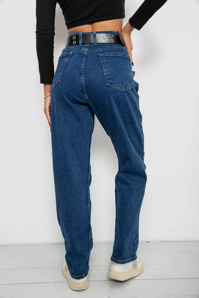 Купити Джинси жіночі однотонні MOM, колір синій, 244R001161 - Фото №4