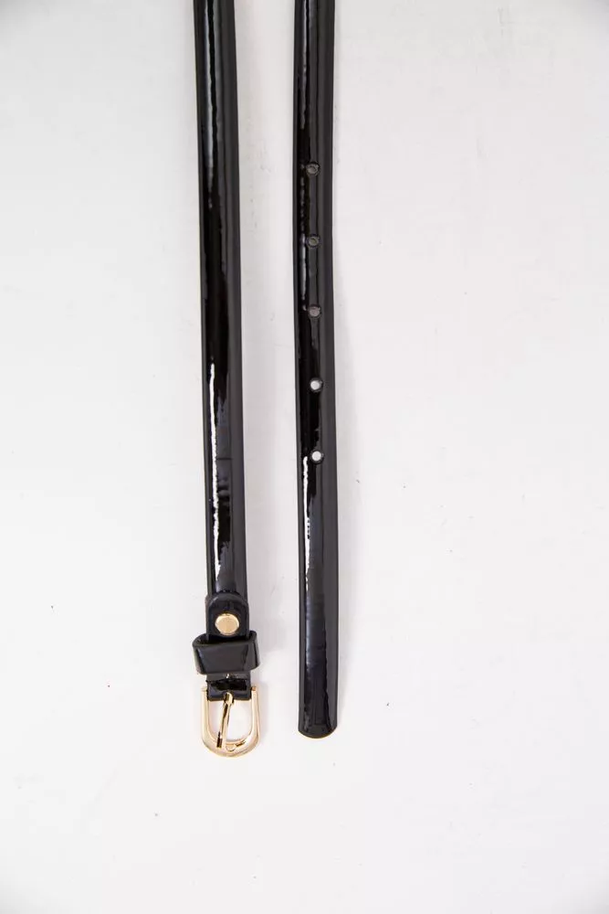 Купити Ремінь жіночий лаковий, колір чорно-золотистий, 196R1510W69 - Фото №3