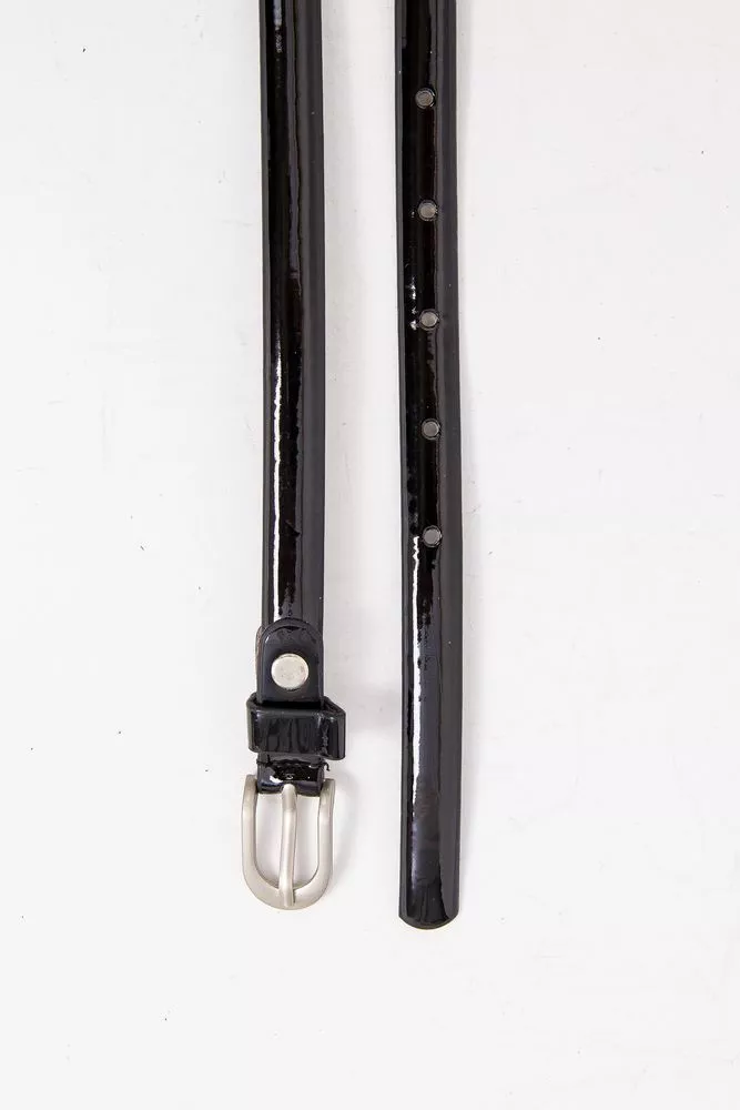 Купить Женский ремень из эко-кожи черно-серебристого цвета 196R1510W69 - Фото №3