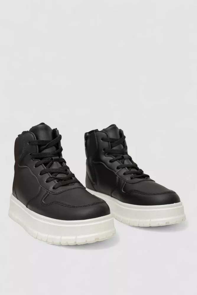 Купить Ботинки женские зимние на меху, цвет черно-белый, 248RMB11 - Фото №3