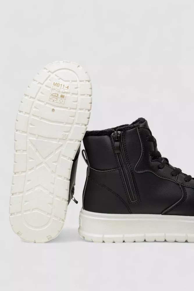 Купить Ботинки женские зимние на меху, цвет черно-белый, 248RMB11 - Фото №5