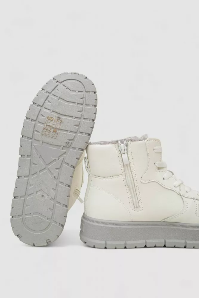 Купити Черевики жіночі зимові на хутрі, колір біло-сірий, 248RMB11 - Фото №5