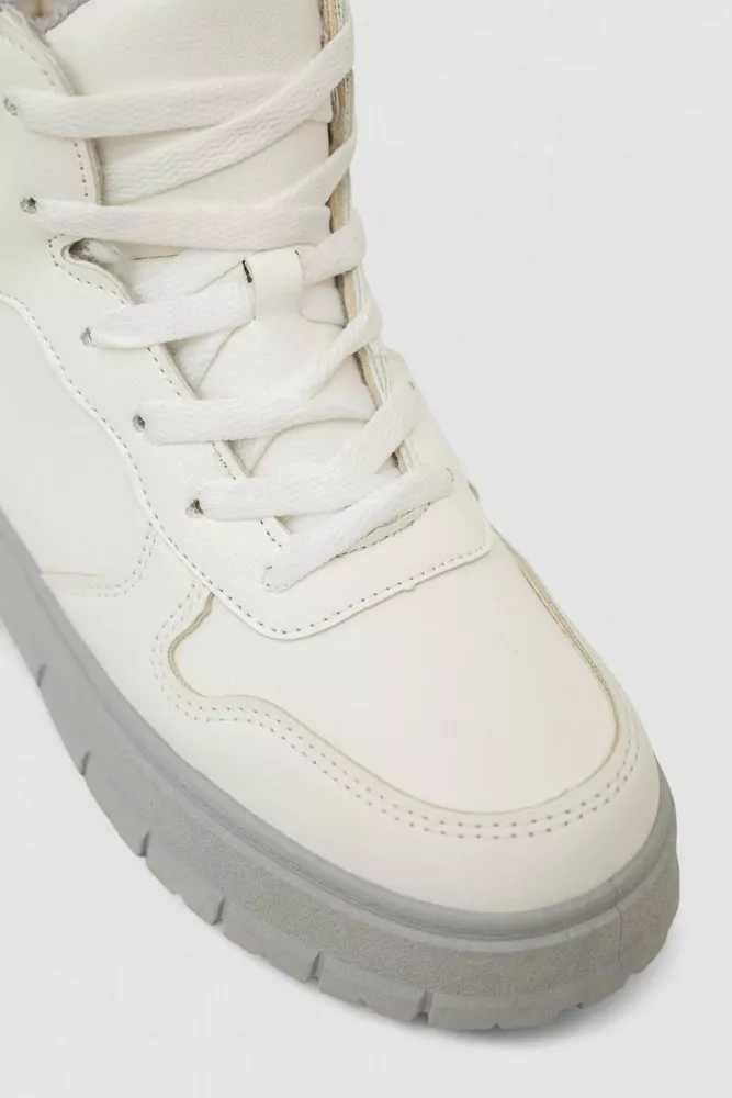 Купити Черевики жіночі зимові на хутрі, колір біло-сірий, 248RMB11 - Фото №2