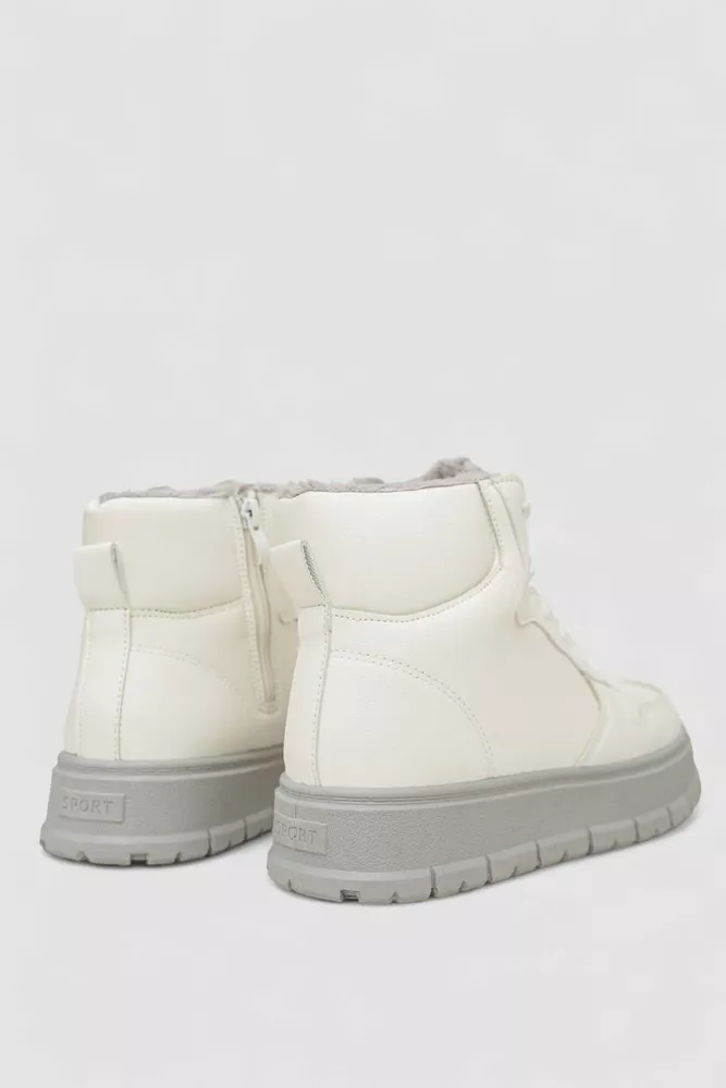 Купити Черевики жіночі зимові на хутрі, колір біло-сірий, 248RMB11 - Фото №4