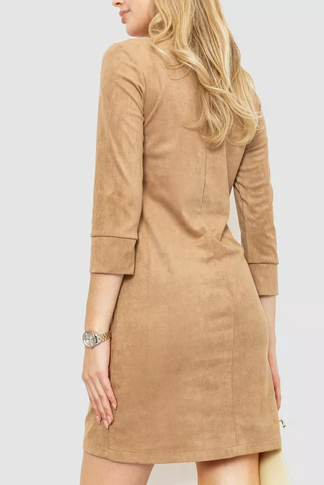 Купить Платье замша прямого кроя  -уценка, цвет бежевый, 230R58-U-3 - Фото №5