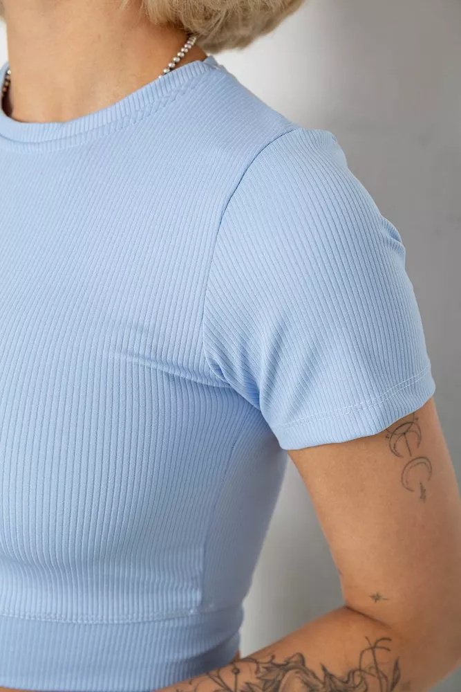 Купить Футболка - топ женская в рубчик  -уценка, цвет голубой, 238R58210-U-15 оптом - Фото №5