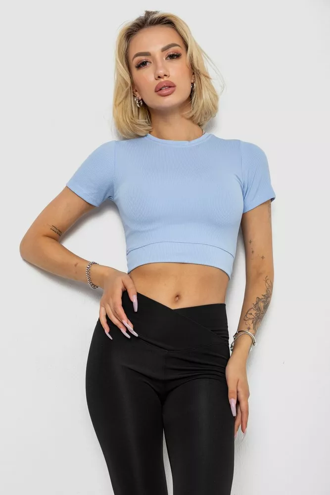 Купить Футболка - топ женская в рубчик  -уценка, цвет голубой, 238R58210-U-15 оптом - Фото №1