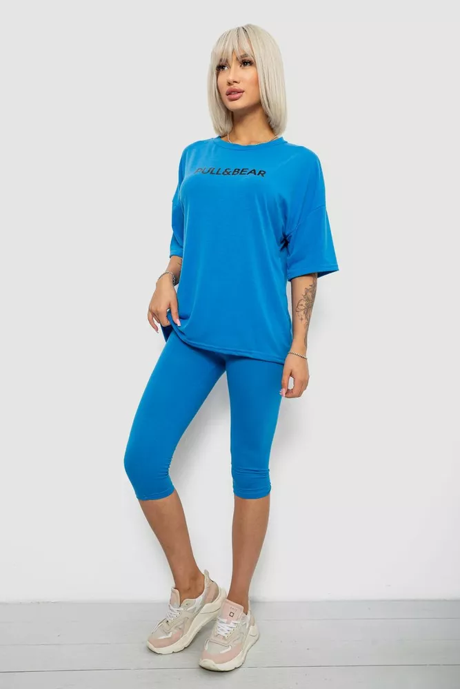 Купити Костюм домашній жіночий з принтом  -уцінка, колір блакитний, 257R738-U-1 - Фото №3