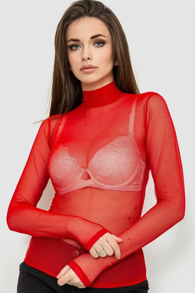 Купити Гольф сітка однотонна жіноча, колір червоний, 186R659 - Фото №1