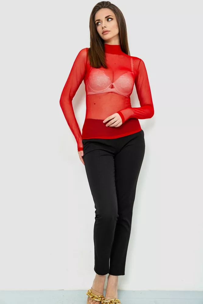 Купити Гольф сітка однотонна жіноча, колір червоний, 186R659 - Фото №2
